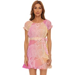 Unicorm Orange And Pink Puff Sleeve Frill Dress