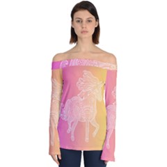 Unicorm Orange And Pink Off Shoulder Long Sleeve Top by lifestyleshopee