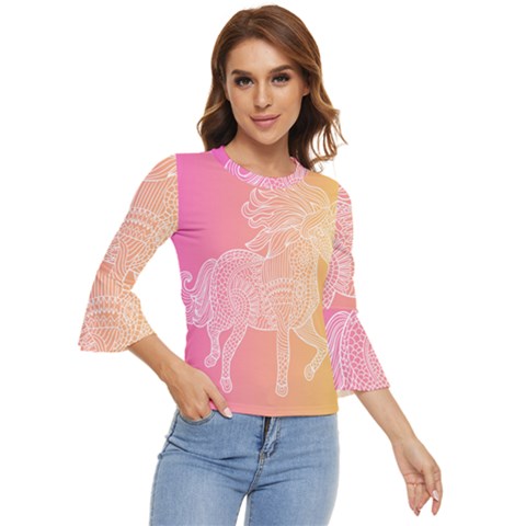 Unicorm Orange And Pink Bell Sleeve Top by lifestyleshopee
