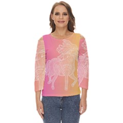 Unicorm Orange And Pink Cut Out Wide Sleeve Top