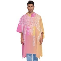 Unicorm Orange And Pink Men s Hooded Rain Ponchos