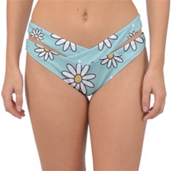 Art Floral Pattern Design Wallpaper Background Double Strap Halter Bikini Bottoms