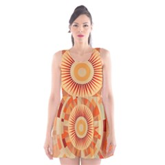 Ai Generated Retro Geometric Pattern Decor Pattern Scoop Neck Skater Dress by Ravend