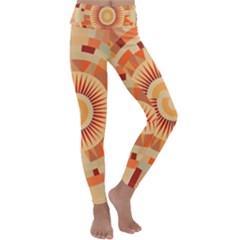 Ai Generated Retro Geometric Pattern Decor Pattern Kids  Lightweight Velour Classic Yoga Leggings