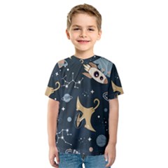 Space Theme Art Pattern Design Wallpaper Kids  Sport Mesh Tee