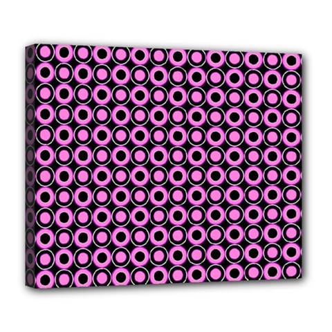 Pink Donuts Pink Filling On Black Deluxe Canvas 24  X 20  (stretched) by Mazipoodles