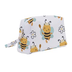 Art Bee Pattern Design Wallpaper Background Wristlet Pouch Bag (medium) by Ravend