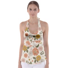 Flower Petals Plants Floral Print Pattern Design Babydoll Tankini Top by Ravend