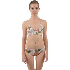 Flower Petals Plants Floral Print Pattern Design Wrap Around Bikini Set by Ravend