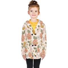 Flower Petals Plants Floral Print Pattern Design Kids  Double Breasted Button Coat