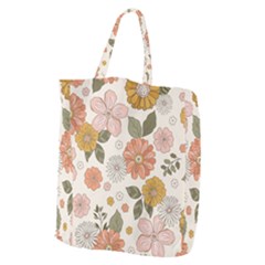 Flower Petals Plants Floral Print Pattern Design Giant Grocery Tote