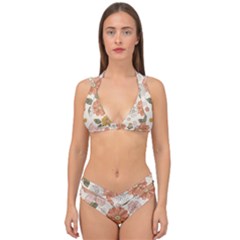 Flower Petals Plants Floral Print Pattern Design Double Strap Halter Bikini Set