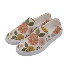 Flower Petals Plants Floral Print Pattern Design Women s Canvas Slip Ons