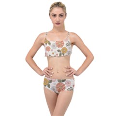 Flower Petals Plants Floral Print Pattern Design Layered Top Bikini Set by Ravend