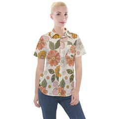 Flower Petals Plants Floral Print Pattern Design Women s Short Sleeve Pocket Shirt