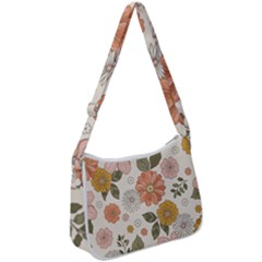 Flower Petals Plants Floral Print Pattern Design Zip Up Shoulder Bag by Ravend
