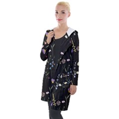 Flowers Floral Pattern Floral Print Background Hooded Pocket Cardigan