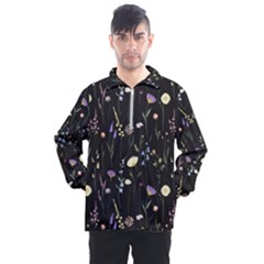 Flowers Floral Pattern Floral Print Background Men s Half Zip Pullover