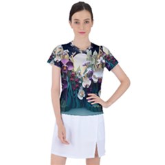 Ai Generated Flower Orchids Bloom Flora Nature Women s Sports Top