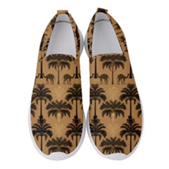 Ai Generated Camels Palm Trees Pattern Women s Slip On Sneakers