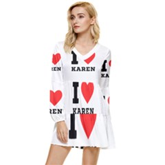 I Love Karen Tiered Long Sleeve Mini Dress