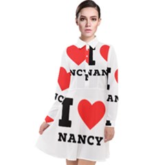 I Love Nancy Long Sleeve Chiffon Shirt Dress