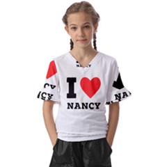 I Love Nancy Kids  V-neck Horn Sleeve Blouse