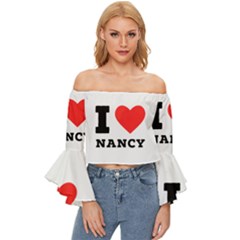 I Love Nancy Off Shoulder Flutter Bell Sleeve Top by ilovewhateva