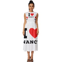 I Love Nancy Sleeveless Round Neck Midi Dress