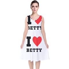 I Love Betty V-neck Midi Sleeveless Dress 