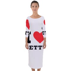 I Love Betty Quarter Sleeve Midi Bodycon Dress