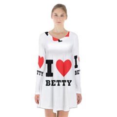 I Love Betty Long Sleeve Velvet V-neck Dress