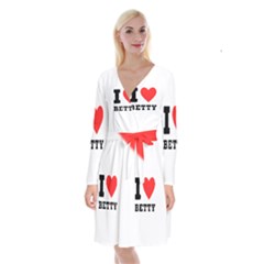 I Love Betty Long Sleeve Velvet Front Wrap Dress