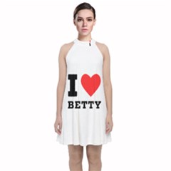 I Love Betty Velvet Halter Neckline Dress  by ilovewhateva