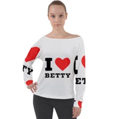 I Love Betty Off Shoulder Long Sleeve Velour Top