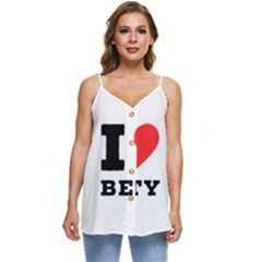 I Love Betty Casual Spaghetti Strap Chiffon Top