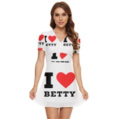 I Love Betty V-neck High Waist Chiffon Mini Dress