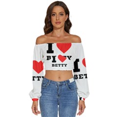 I Love Betty Long Sleeve Crinkled Weave Crop Top