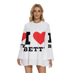 I Love Betty Round Neck Long Sleeve Bohemian Style Chiffon Mini Dress