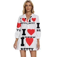 I Love Betty V-neck Placket Mini Dress