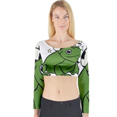 Frog With A Cowboy Hat Long Sleeve Crop Top by Teevova