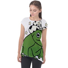 Frog With A Cowboy Hat Cap Sleeve High Low Top by Teevova