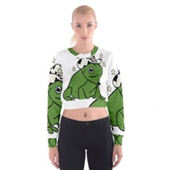 Frog With A Cowboy Hat Cropped Sweatshirt by Teevova