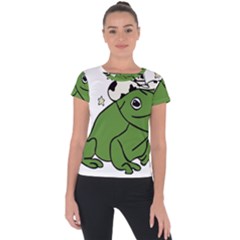 Frog With A Cowboy Hat Short Sleeve Sports Top  by Teevova