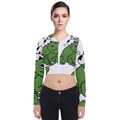 Frog With A Cowboy Hat Long Sleeve Zip Up Bomber Jacket by Teevova