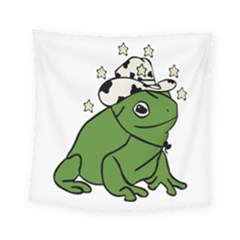 Frog With A Cowboy Hat Square Tapestry (small) by Teevova