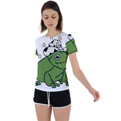 Frog With A Cowboy Hat Back Circle Cutout Sports Tee