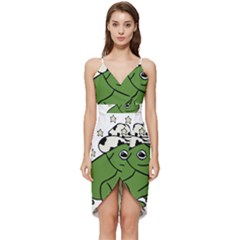 Frog With A Cowboy Hat Wrap Frill Dress