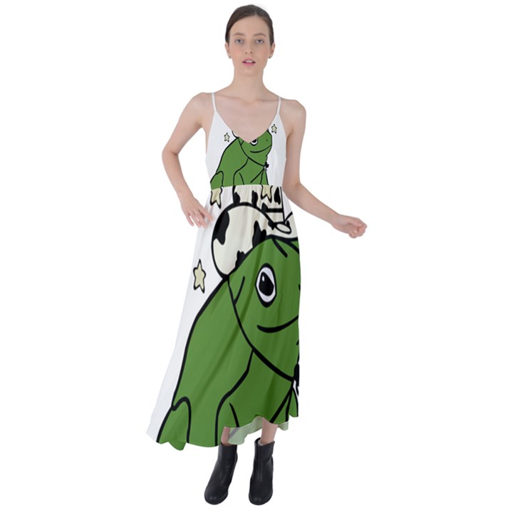 Frog with a cowboy hat Tie Back Maxi Dress