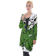 Frog With A Cowboy Hat Hooded Pocket Cardigan by Teevova
